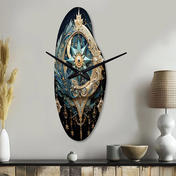 Symbols Crescent Moon And - Asymmetric Metal Wall Clock